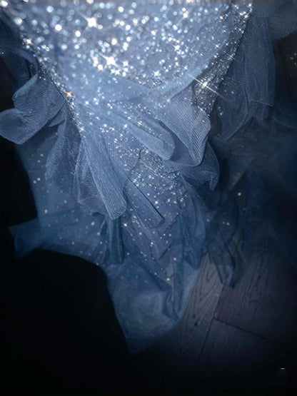 Gorgeous Mermaid Halter Blue Sequin Long Prom Dress Party Dress Graduation Dresses DP2721