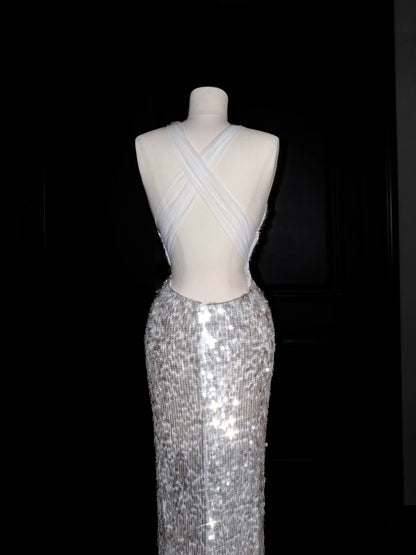 Gorgeous Mermaid Halter Sequin Long Prom Dress Party Dress Graduation Dresses D2729