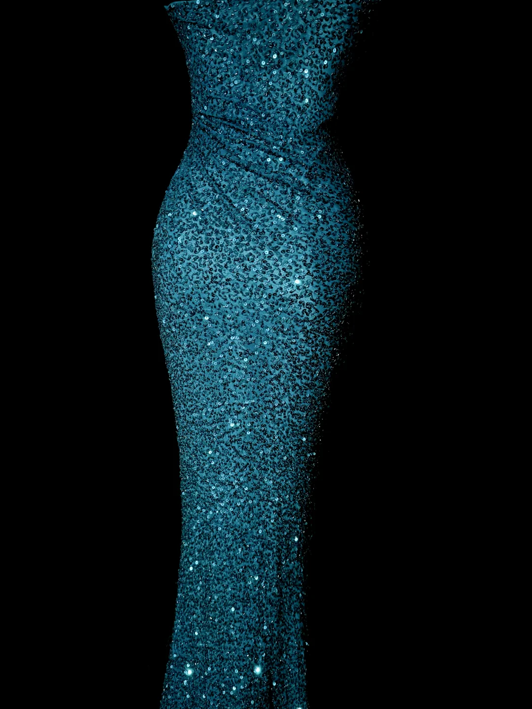 Classy Mermaid One Shoulder Blue Sequin Beads Long Evening Dress Prom Dresses H2966