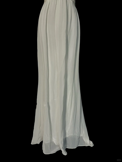 Robe de bal longue en mousseline blanche, élégante et chic, coupe trapèze, dos nu, sans manches, H2968