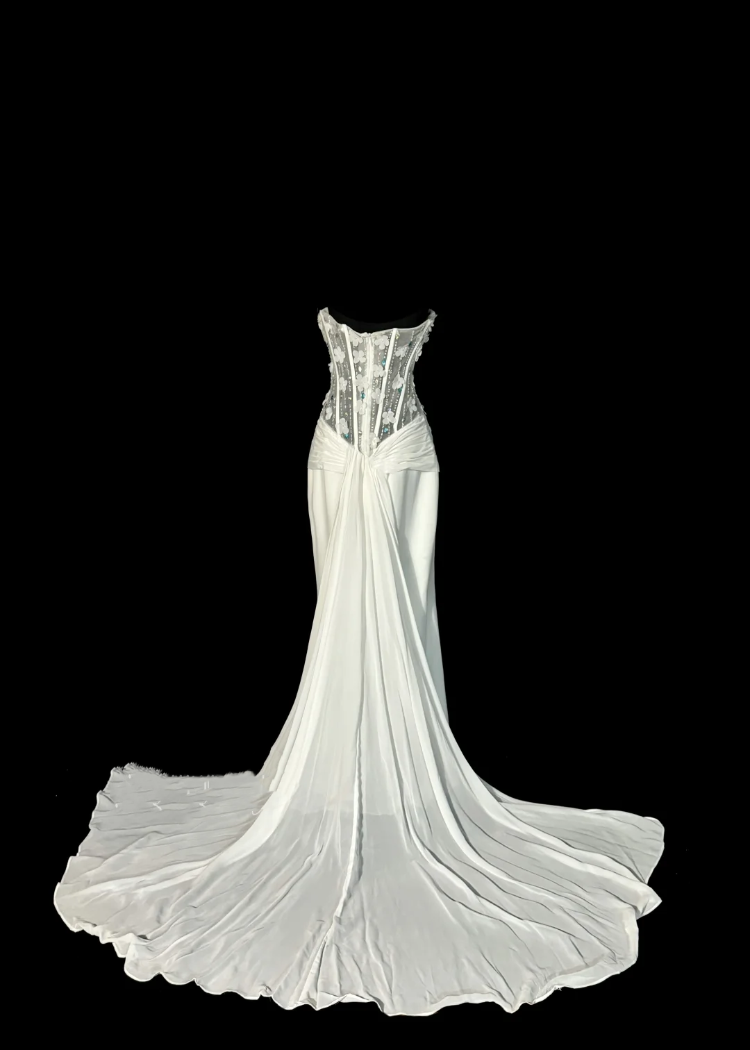 Vintage Classy Mermaid Sweetheart White Chiffon Sleeveless Pleated Long Evening Dress Prom Dresses H2975