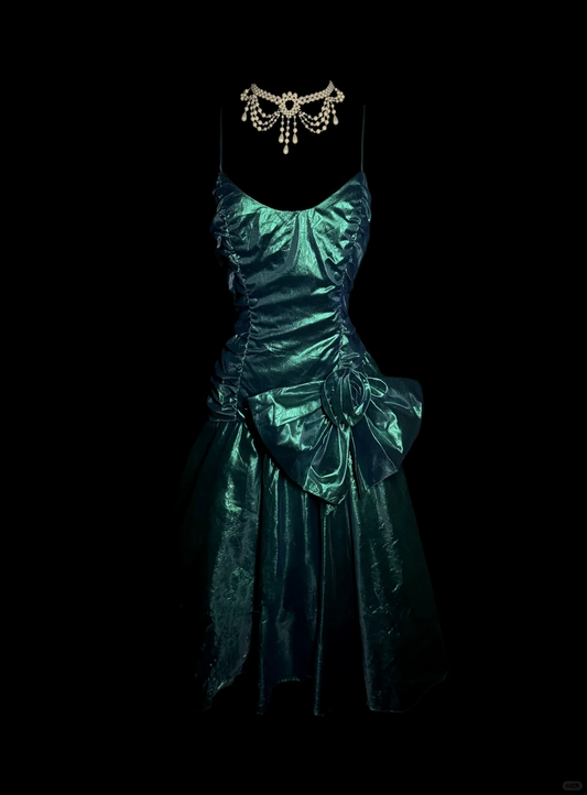 Robe de bal sirène élégante et chic, courte, sans manches, en taffetas, à bretelles spaghetti, H2979