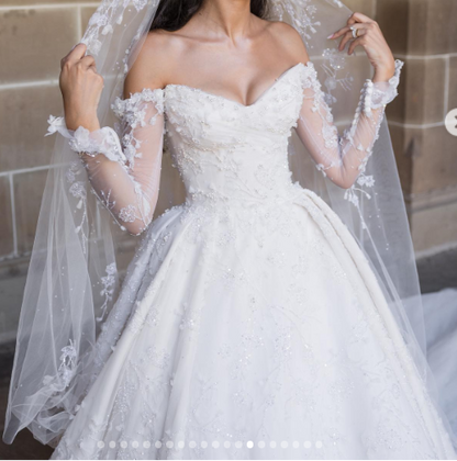 Dreamy Wedding Dress Ball Gown Off The Shoulder Lace Wedding Dresses Bridal Gowns W0108