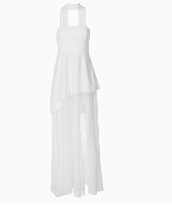 Simple Wedding Dress A line Strapless Chiffon Summer Beach White Split Wedding Dresses Bridal Gowns W0115