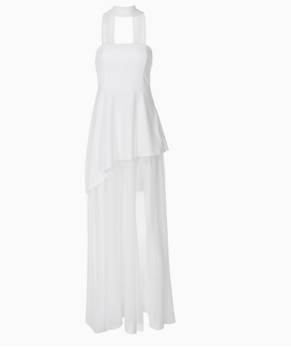 Simple Wedding Dress A line Strapless Chiffon Summer Beach White Split Wedding Dresses Bridal Gowns W0115
