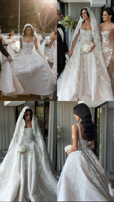 Rustic Wedding Dress Ball Gown V Neck White Sequins Long Wedding Dresses Summer Brides Dress Bridal Gowns WD024 main image 1