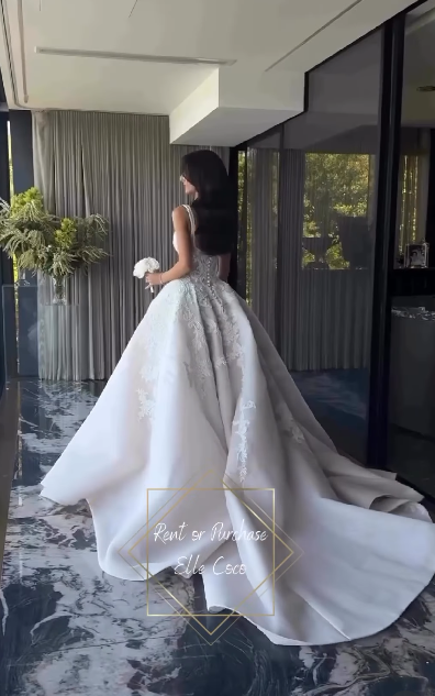 Pretty Wedding Dress Ball Gown Square Neck Lace White Wedding Dresses Bridal Gowns DP1612