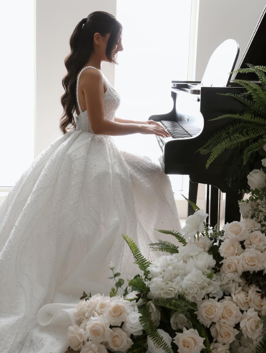 Rustic Wedding Dress Ball Gown Square Neck White Pearls Tulle Long Wedding Dresses Summer Brides Dress Bridal Gowns W0146