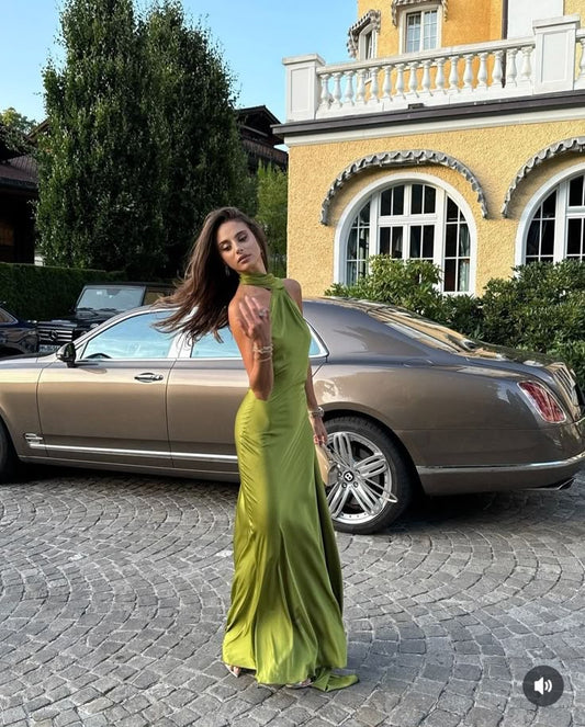 Schlichtes Etuikleid mit einer Schulter aus Satin in Grün, Ballkleider für formelle Anlässe im Sommer und Frühling, Kleider für Hochzeitsgäste, Outfit für Hochzeitsgäste W0187
