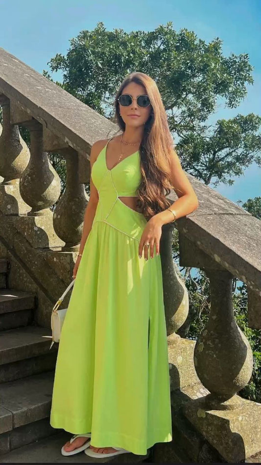 Elegante A-Linie Spaghettiträger Grün Chiffon Lange Ballkleider Formale Sommerkleider für Hochzeitsgäste Hochzeitsgast-Outfit W0253