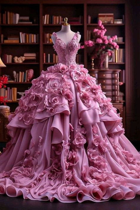 Pretty Ball Gown Sweetheart Pink Flowers Long Quinceanera Dresses Sweet 16 Dress Formal  Vestido De 15 Anos W0286