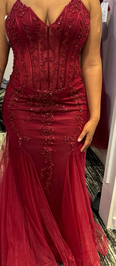 Modest Mermaid Spaghetti Straps Burgundy Sequin Formal Gown 23rd Birthday Dress Prom Dresses 20th Birthday Outfits W0356