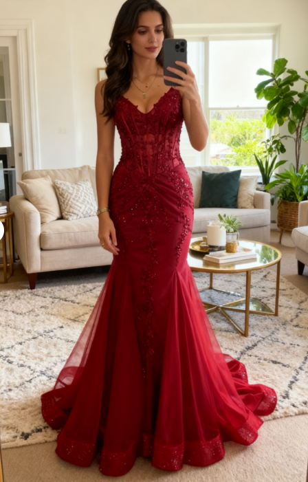 Modest Mermaid Spaghetti Straps Burgundy Sequin Formal Gown 23rd Birthday Dress Prom Dresses 20th Birthday Outfits W0356