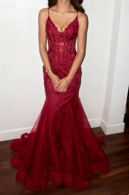 Modest Mermaid Spaghetti Straps Burgundy Sequin Formal Gown 23rd Birthday Dress Prom Dresses 20th Birthday Outfits W0356