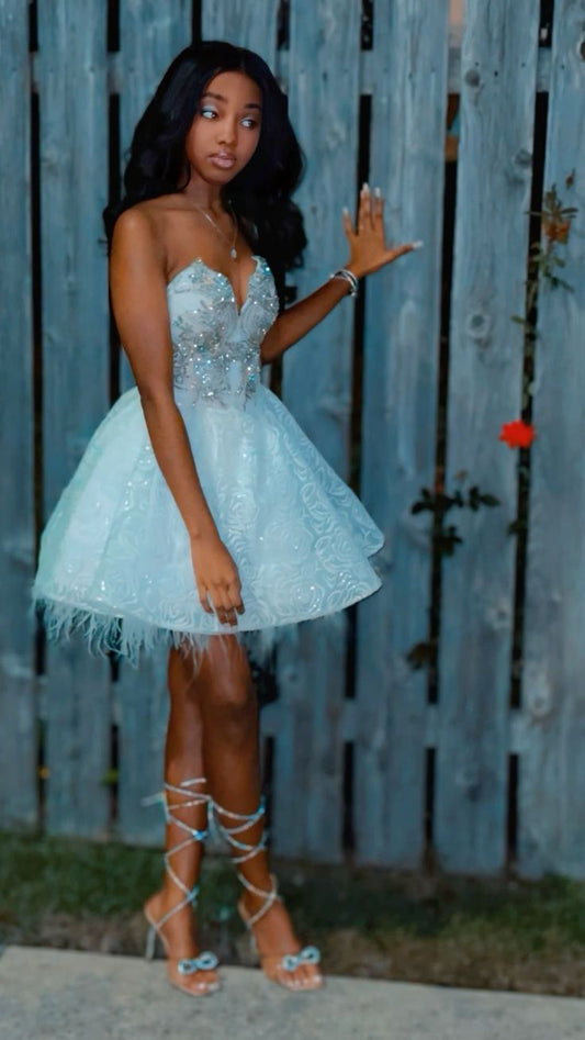 Jolie robe de bal décolletée blanche et noire pour fille, tenue de soirée d'été Hoco, robe de cocktail pour adolescentes seniors W0454