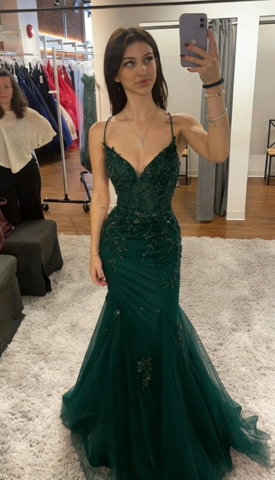 Robe de bal longue dos nu en tulle rouge, élégante, à bretelles sirène, tenue de soirée, d'anniversaire, de remise de diplôme, W0513