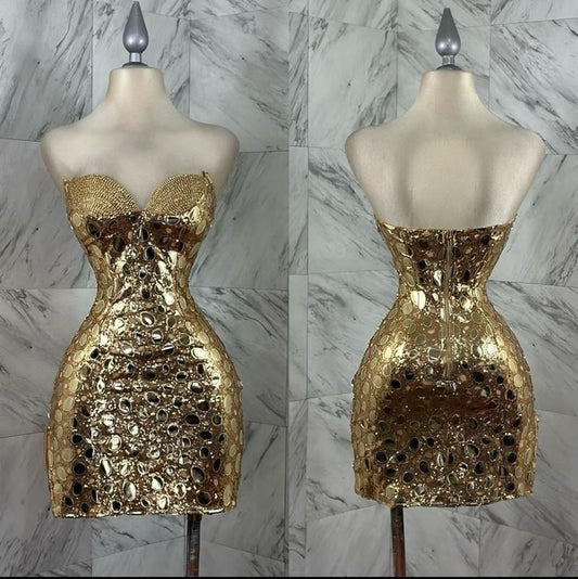 Pretty Sheath Sweetheart Gold Beads Summer 16th Birthday Dresses For Teens Hoco Dress Mini 18th Gold Birthday Outfit Cocktail Dresses W0531