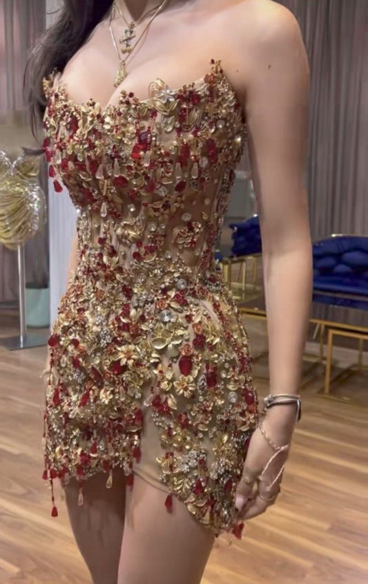 Pretty Sheath Sweetheart Beads Summer 16th Birthday Dresses For Teens Hoco Dress Mini 18th Gold Birthday Outfit Cocktail Dresses W0532
