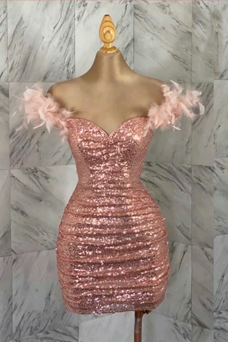 Pretty Sheath Off The Shoulder Pink Sequin Summer 16th Birthday Dresses For Teens Hoco Dress Mini 18th Gold Birthday Outfit Cocktail Dresses For Women W0552