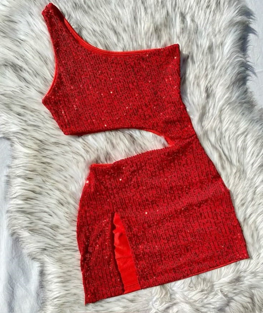 Pretty Sheath One Shoulder Red Sequin Summer 16th Birthday Dresses For Teens Hoco Dress Mini 18th Birthday Outfit Cocktail Dresses For Women W0560