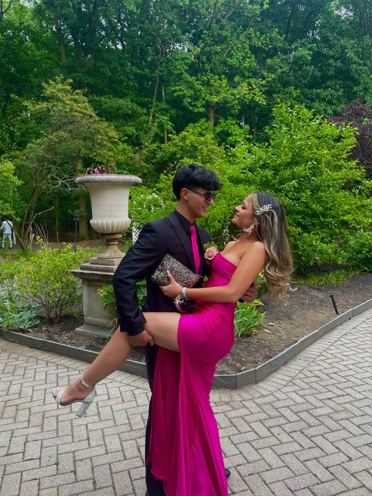 Classy Sheath Strapless Slit Long Prom Gown Summer Wedding Guest Dress Bridal Guest Dresses Wedding Outfits For Guest W0668