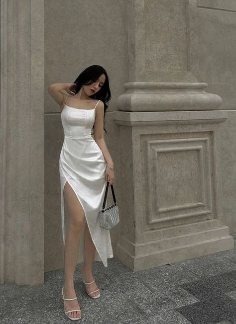 Simple A line Straps White Prom Gown Summer Wedding Guest Dress Bridal Guest Dresses Wedding Outfits For Guest W0707