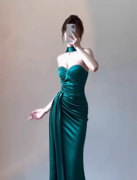 Classy Sheath Sweetheart Slit Satin Ruffles Long Prom Dresses Formal Gown Summer Wedding Guest Dresses Wedding Guest Outfit W0714
