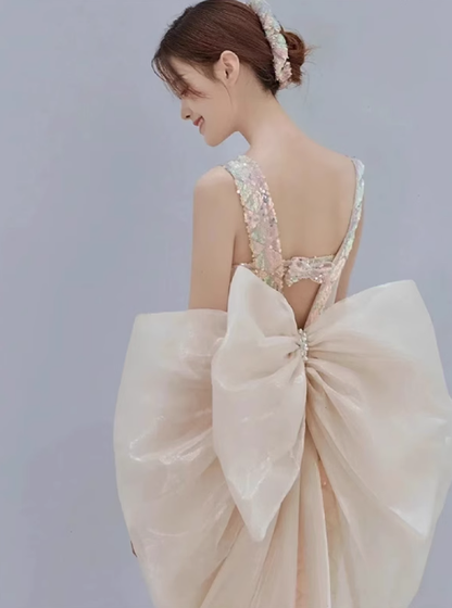 Classy Mermaid Straps Sequin Long Prom Dresses Formal Gown Summer Wedding Guest Dresses Wedding Guest Outfit W0731