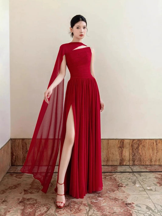 Classy A line Strapless Red Long Prom Gown Summer Wedding Guest Dress Bridal Guest Dresses Wedding Outfits For Guest W0774