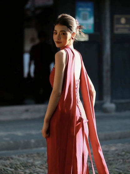 Classy Sheath Strapless Red Long Prom Gown Summer Wedding Guest Dress Bridal Guest Dresses Wedding Outfits For Guest W0790