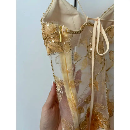 Cute A line Spaghetti Straps Short Gold Sequin Formal 8th Grade Homecoming Dress Summer Middle School Hoco Dresses Birthday Outfits W1150
