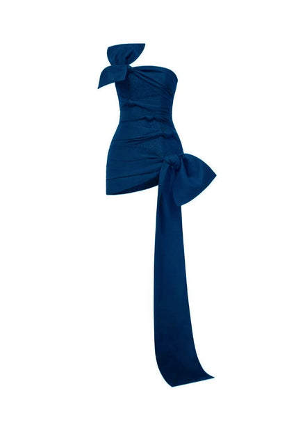 Süßes Etuikleid, trägerlos, Marineblau, Satin, kurz, Mini, formelle Kleider für die 8. Klasse, Sommer, Mittelschule, Hoco-Kleid, Geburtstags-Outfits W1186