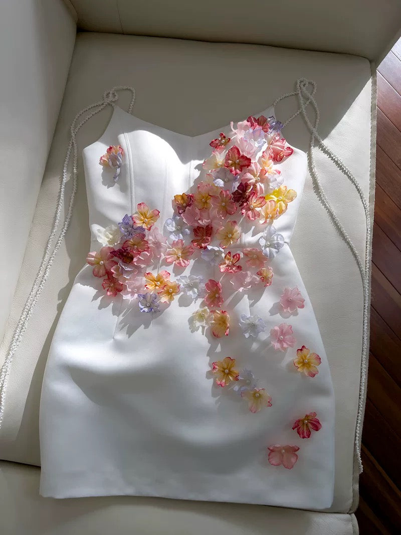 Pretty Sheath Spaghetti Straps White Summer 16th Birthday Dresses For Teens Hoco Dress Mini 18th Birthday Outfit Cocktail Dresses For Women W828