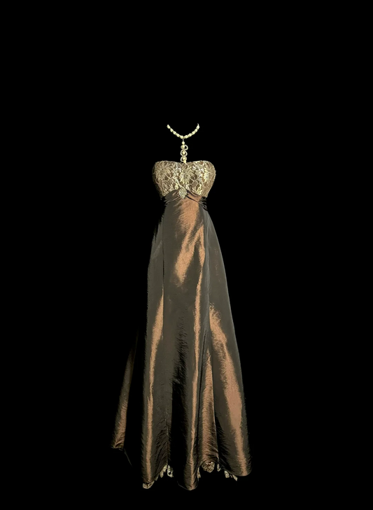 Robe sirène vintage bustier pour mère de la mariée, en taffetas, longueur au sol, pour mariage d'été, W832