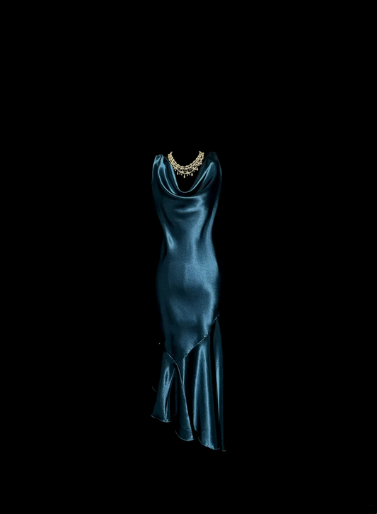 Robe de mère de la mariée sirène vintage bleu sarcelle, en satin, longueur genou, pour mariage d'été, W833