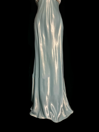 Robe de bal longue vintage à bretelles bleu ciel clair des années 90, tenue de soirée pour 20e anniversaire, robe de remise de diplôme, W853