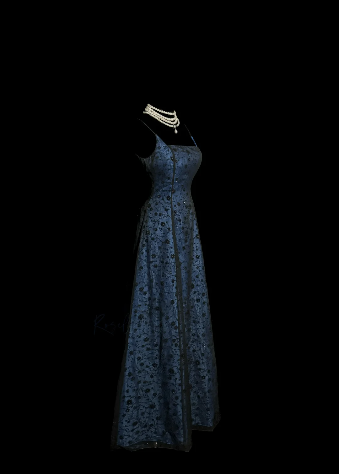 Robe de bal vintage trapèze à bretelles spaghetti, style rétro années 1950, en dentelle bleu marine, tenue de soirée pour 21e anniversaire, robe de remise de diplôme, W862