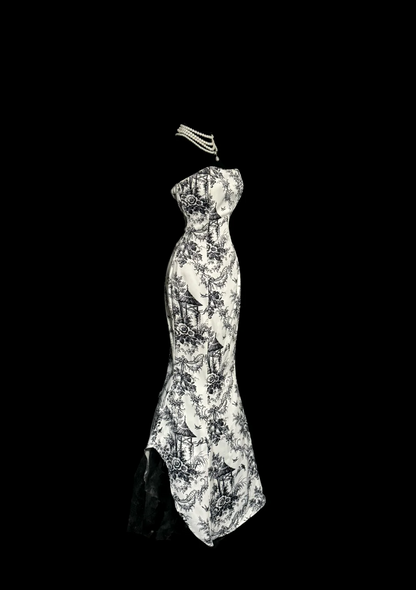 Vintage Mermaid Strapless 1950s Retro Classy Satin Long Prom Dresses Party Dress 21st Birthday Outfits Graduation Dresses W863