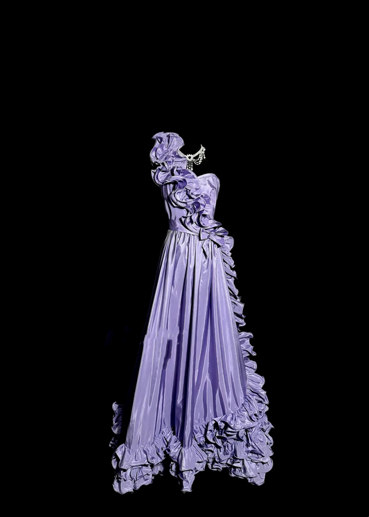 Elegant A line One Shoulder Grape Satin Long Prom Dresses Party Dress 21st Birthday Outfits Graduation Dresses W878