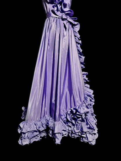 Elegant A line One Shoulder Grape Satin Long Prom Dresses Party Dress 21st Birthday Outfits Graduation Dresses W878
