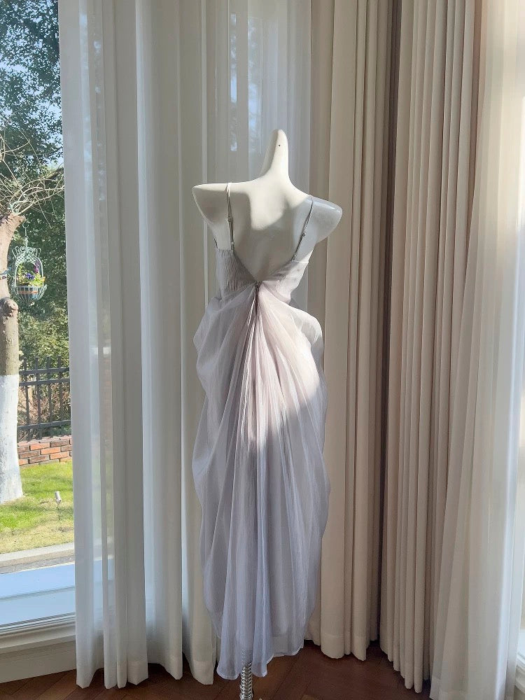 Elegant A Line Spaghetti Straps Sleeveless Long Evening Party Gowns Evening Formal Dresses Prom Dress W900
