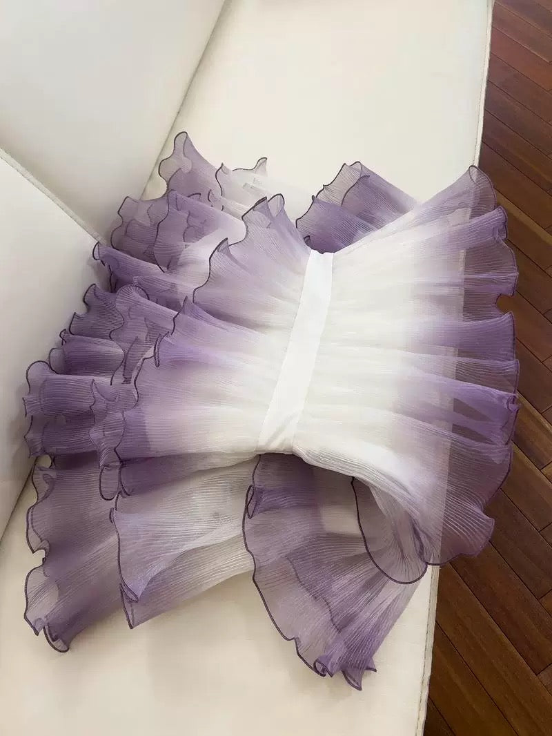 Cute Ball Gown Strapless Lilac Tulle 8th Graduation Dresses Homecoming Dress Summer Middle School Formal Baddie Hoco Dresses Cocktail Dress W917