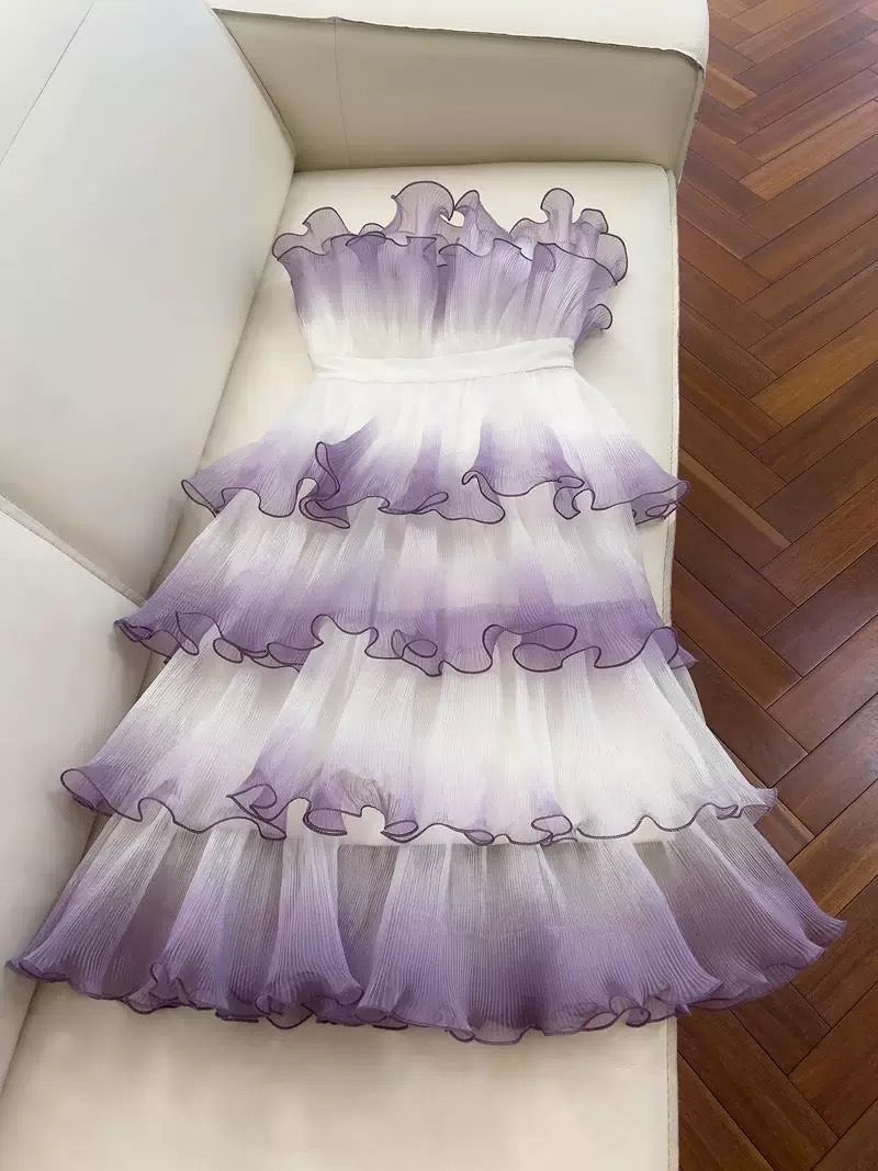 Cute Ball Gown Strapless Lilac Tulle 8th Graduation Dresses Homecoming Dress Summer Middle School Formal Baddie Hoco Dresses Cocktail Dress W917