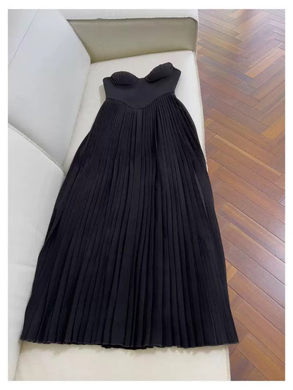 Elegant A line Spaghetti Straps Black Chiffon Sleeveless Long Evening Party Gowns Evening Formal Dresses Prom Dress W926