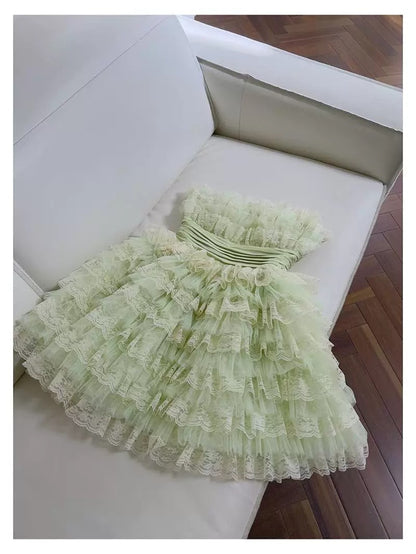 Trendy Ball Gown Spaghetti Straps Mint Green Sleeveless Formal Short 8th Grade Homecoming Dress Summer Middle School Hoco Dresses Cocktail Dress Birthday Outfits W931