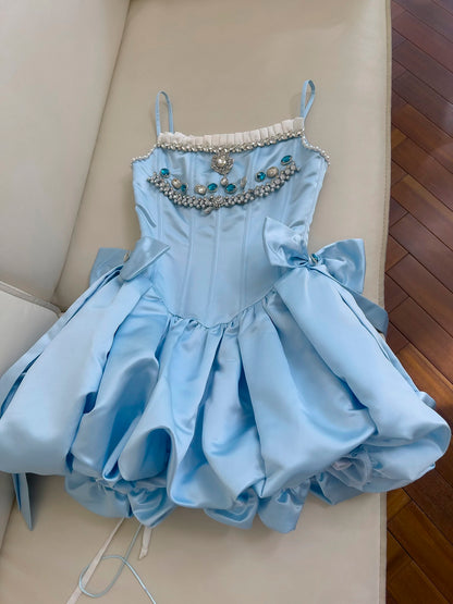 Robe de bal tendance à bretelles spaghetti en satin rose sans manches, robe courte de soirée formelle pour le collège, robe de cocktail d'été, tenue d'anniversaire W986