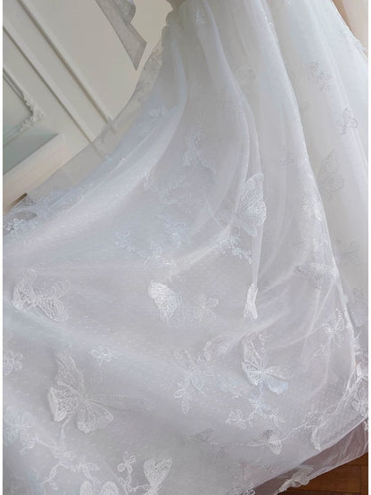 Elegant A line Straps White Lace Sleeveless Long Evening Party Gowns Evening Formal Dresses Prom Dress W943