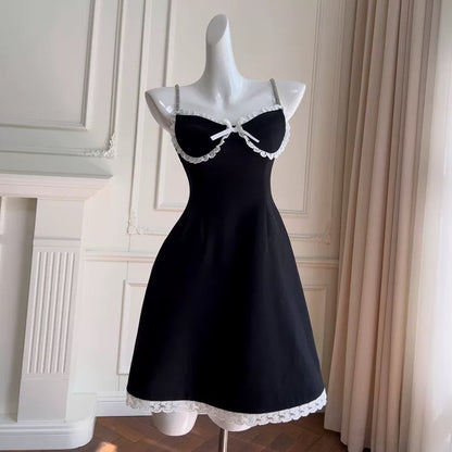 Trendy A line Spaghetti Straps Black Sleeveless Formal Short 8th Grade Homecoming Dress Summer Middle School Hoco Dresses Cocktail Dress Birthday Outfits W954