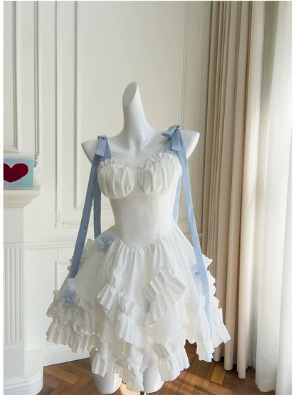 Robe de bal tendance à bretelles spaghetti en mousseline blanche, courte, robe de bal de 8e année, robes d'été Hoco pour le collège, robe de cocktail, tenues d'anniversaire W968