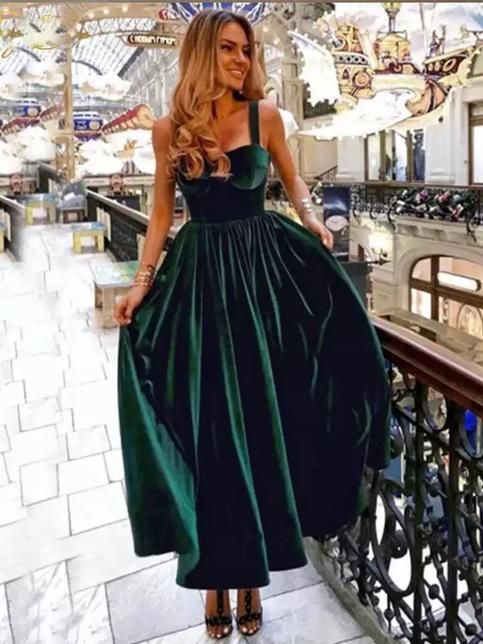 Modest A line Square Dark Green Formal Prom Gown Summer Wedding Guest Dress Bridal Guest Dresses Wedding Outfits For Guest W971